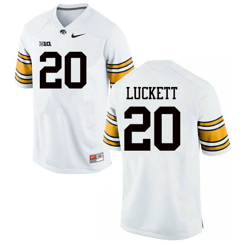 Men #20 Keontae Luckett Iowa Hawkeyes College Football Jerseys Sale-White